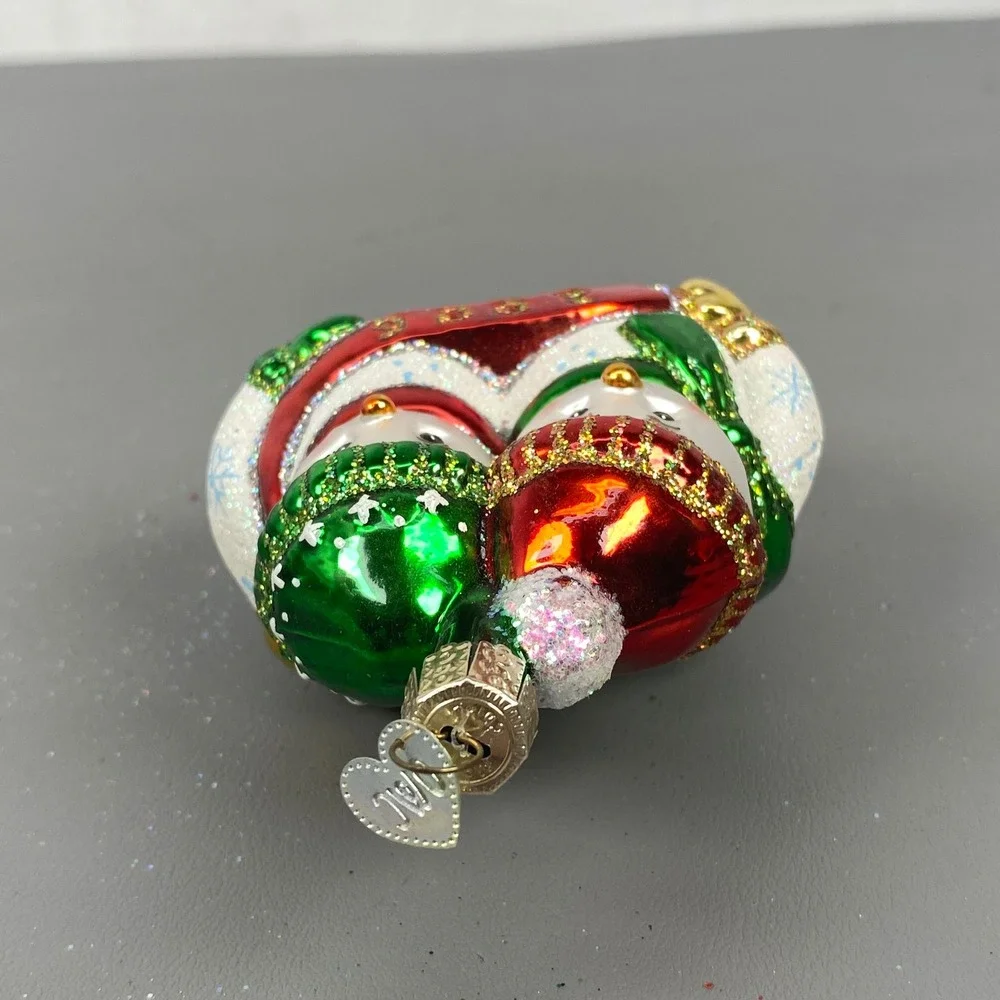 Old World Christmas Glass Ornaments Bobcat & Snowman Best Buddies/Couple 2006
